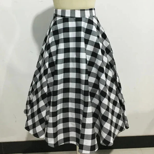 Années 60 Jupe Midi Coton Vichy Rétro - Ma Penderie Vintage