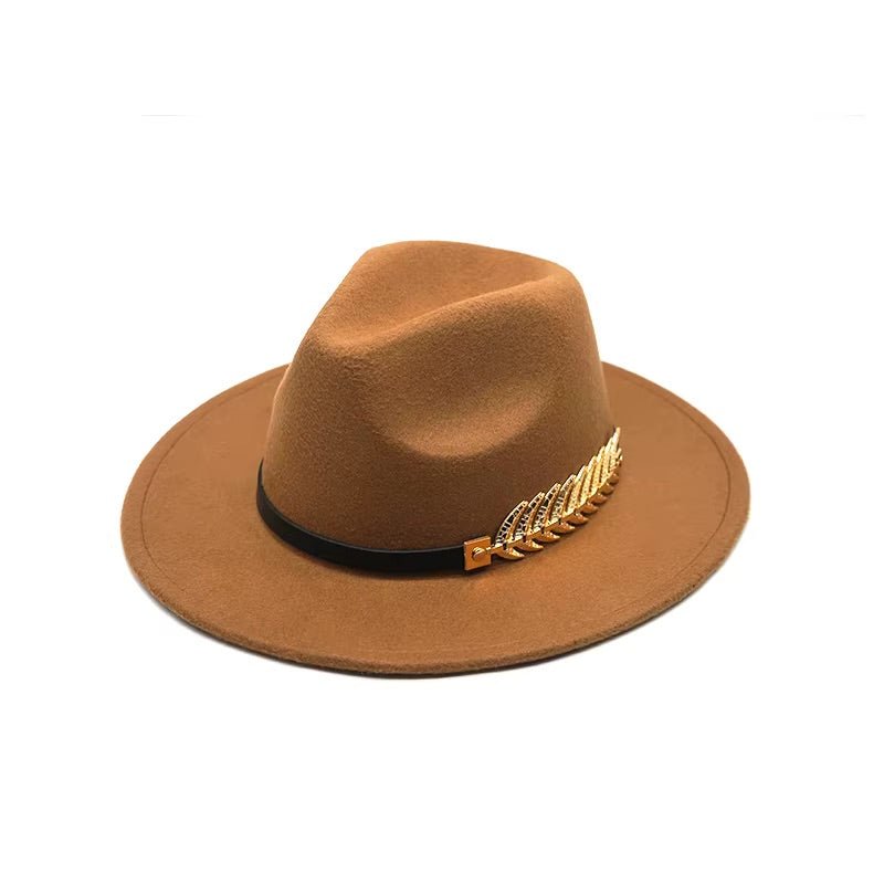 Années 80 Chapeau Vintage Fedora Plume Dorée - Ma Penderie Vintage