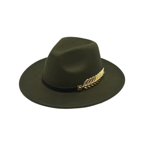Années 80 Chapeau Vintage Fedora Plume Dorée - Ma Penderie Vintage