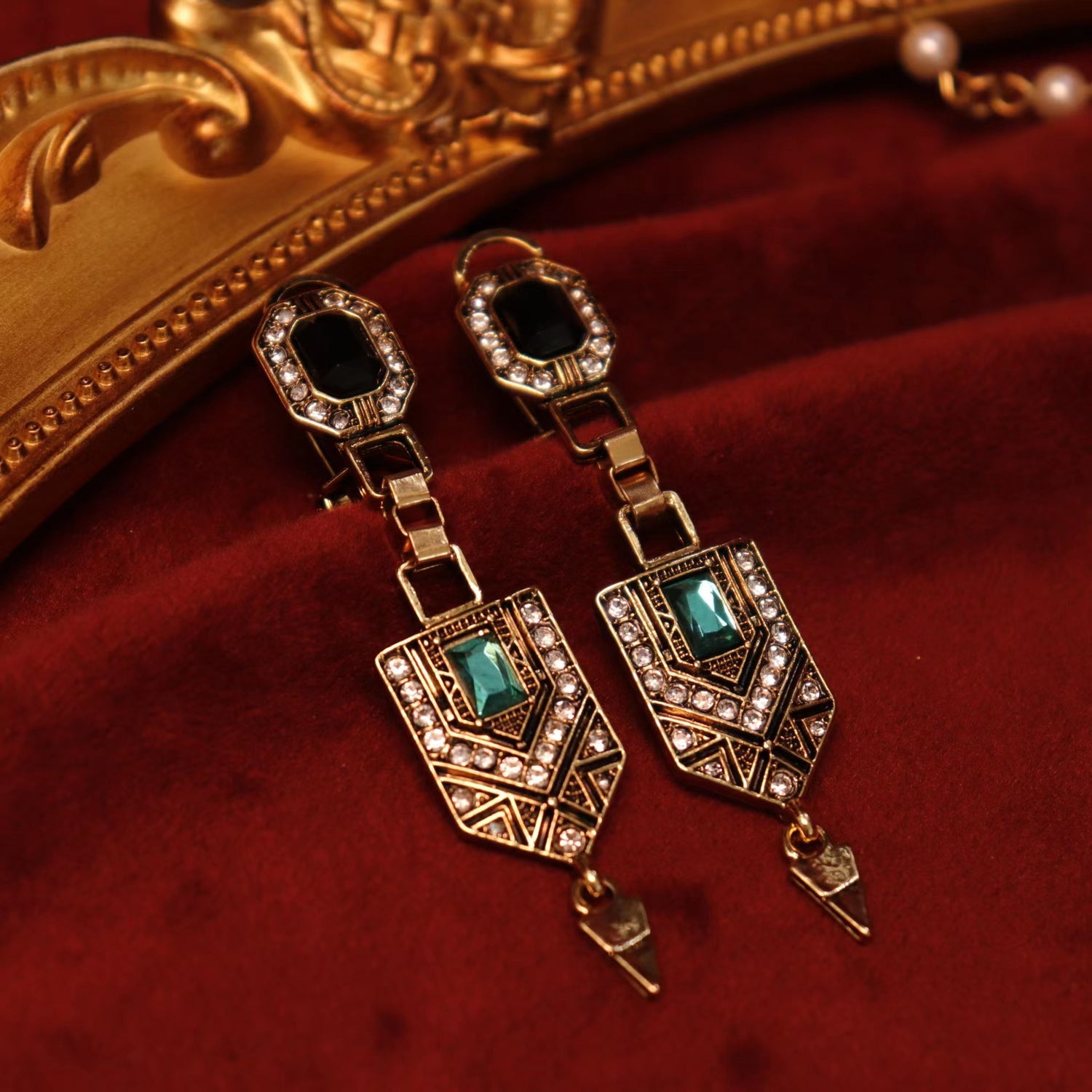Années 20 Boucles d'oreilles Pendantes Art Deco Gatsby - Ma Penderie Vintage