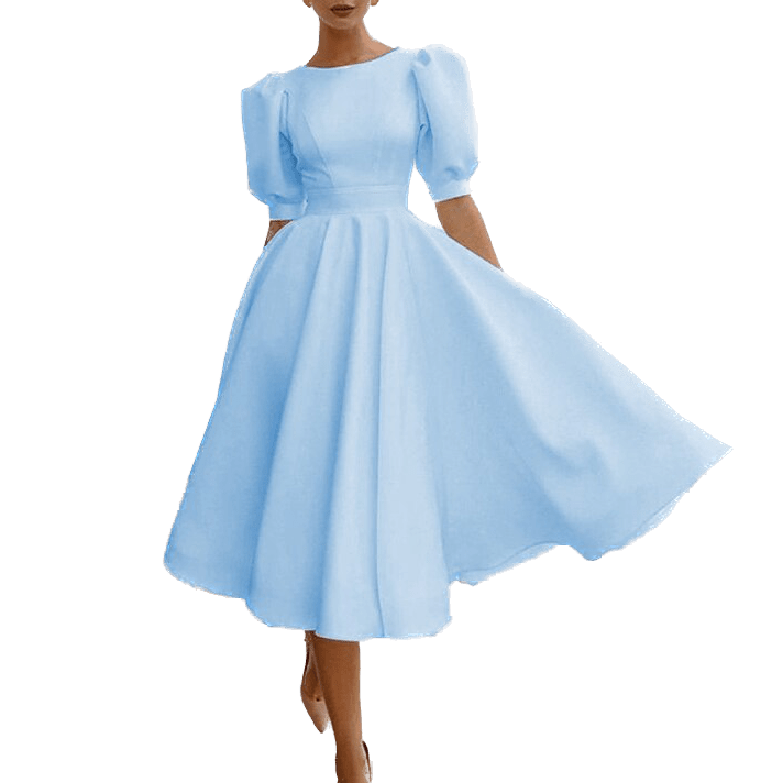 Années 60 Robe Évasée Classique Manches Ballon - Ma Penderie Vintage