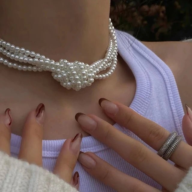 Années 50 Collier Vintage Trois Rangs de Perles - Ma Penderie Vintage