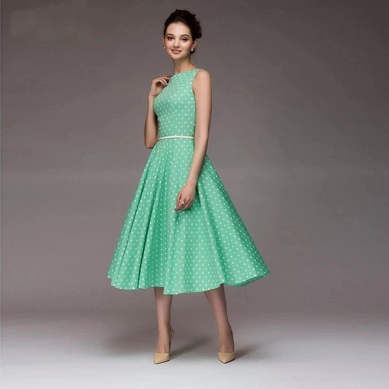 Années 50 Robe Business Évasée À Pois Julia - Ma Penderie Vintage