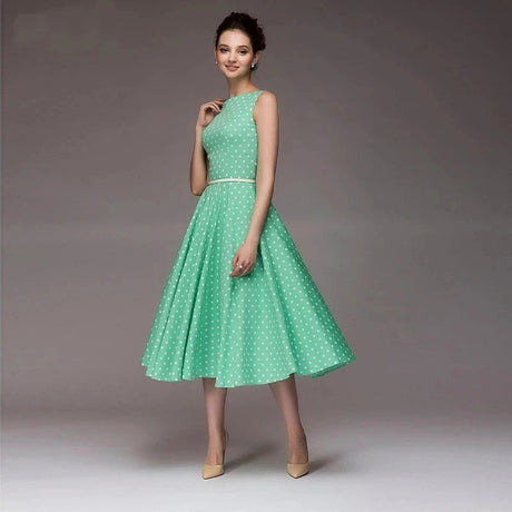 Années 50 Robe Business Évasée À Pois Julia - Ma Penderie Vintage