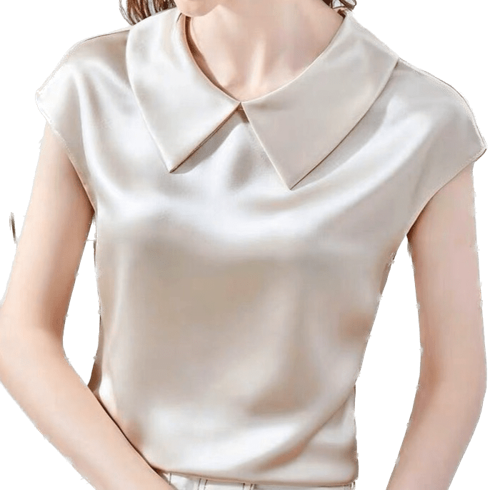 Années 40 Blouse Satin Manches Courtes Col Claudine - Ma Penderie Vintage