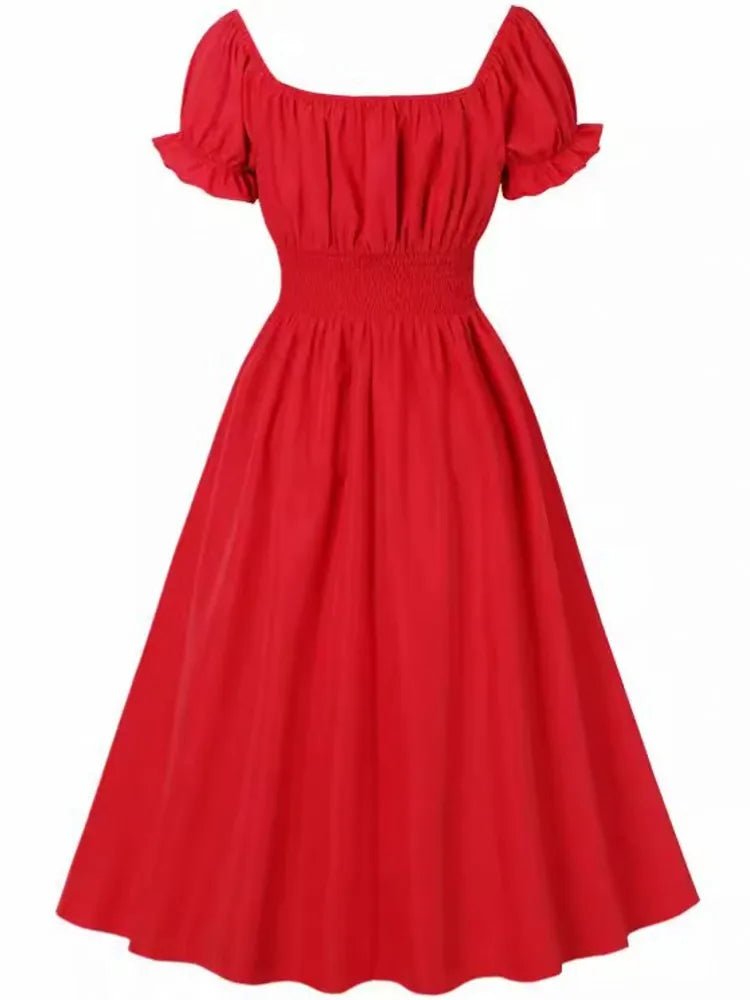 Années 50 Robe Midi Manches Volants Rome - Ma Penderie Vintage