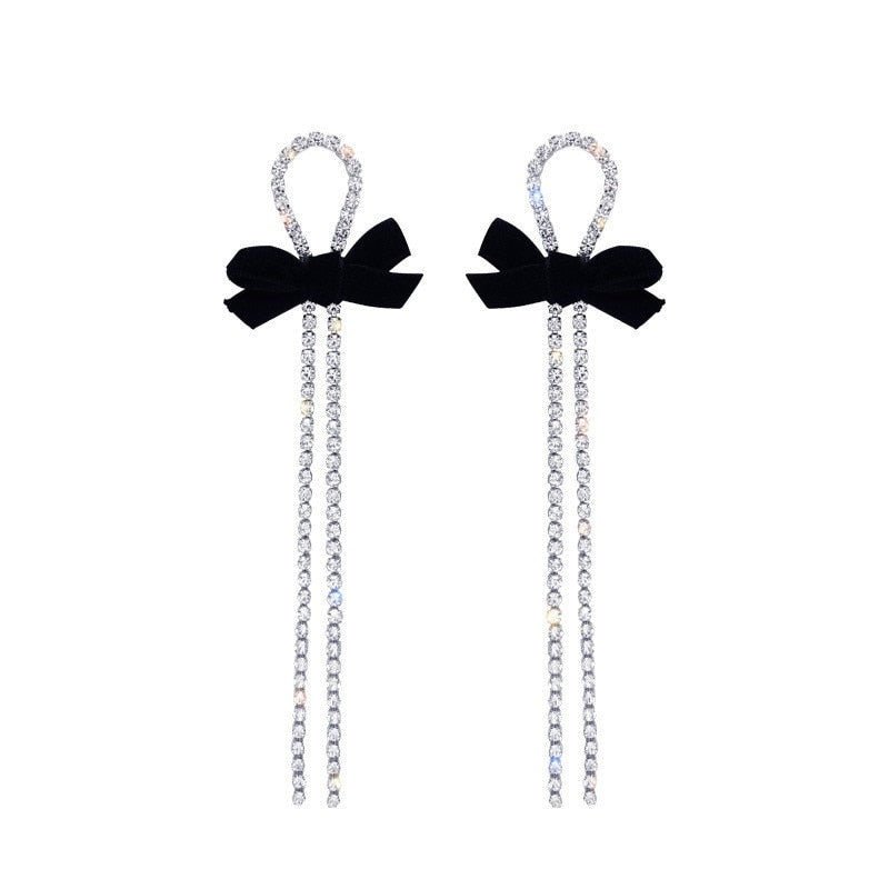 Années 50 Boucles d’oreilles Tombantes Noeud Strass Rétro - Ma Penderie Vintage