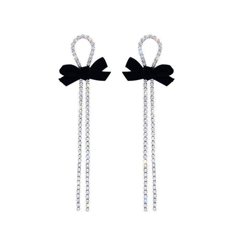 Années 50 Boucles d’oreilles Tombantes Noeud Strass Rétro - Ma Penderie Vintage