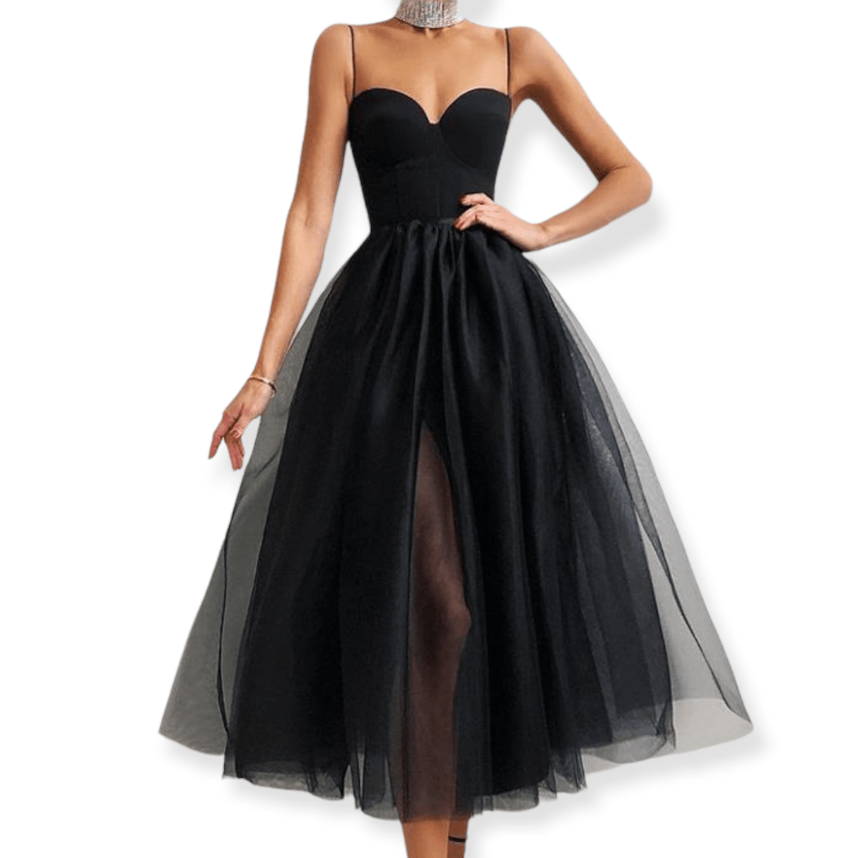 Années 50 Robe Évasée Tulle Glamour Mademoiselle - Ma Penderie Vintage