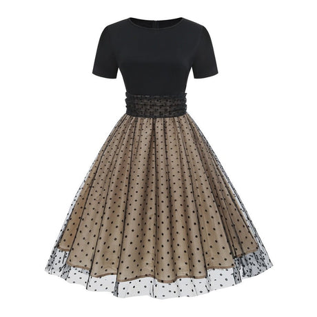 Années 50 Robe Évasée Pin Up Tulle À Pois - Ma Penderie Vintage