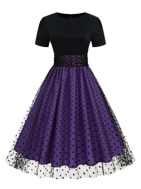 Années 50 Robe Évasée Pin Up Tulle À Pois - Ma Penderie Vintage