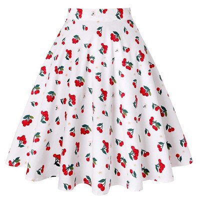 Années 50 Jupe Rock A Billy Pin Up Imprimée Cerise - Ma Penderie Vintage