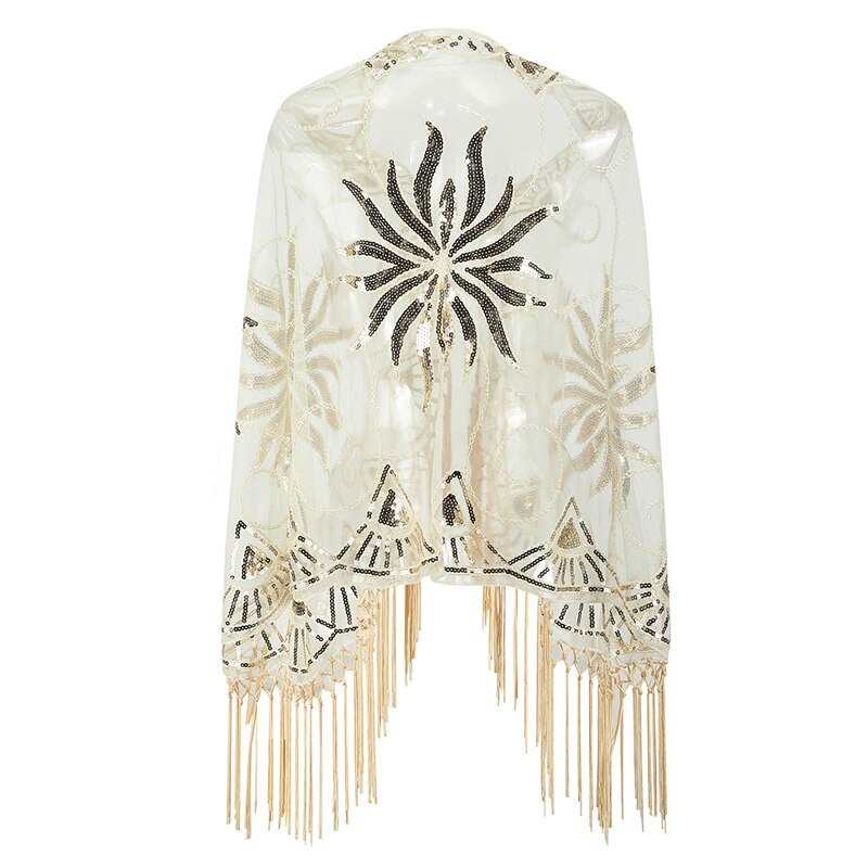 Années 20 Écharpe Châle Art Déco Sequin Gatsby - Ma Penderie Vintage