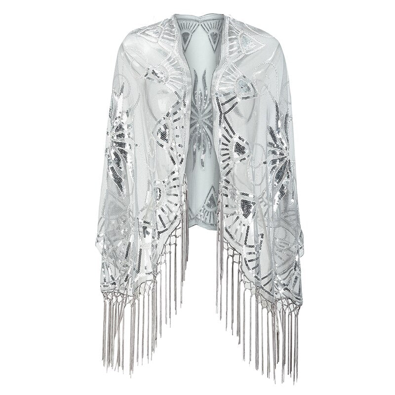 Années 20 Écharpe Châle Art Déco Sequin Gatsby - Ma Penderie Vintage