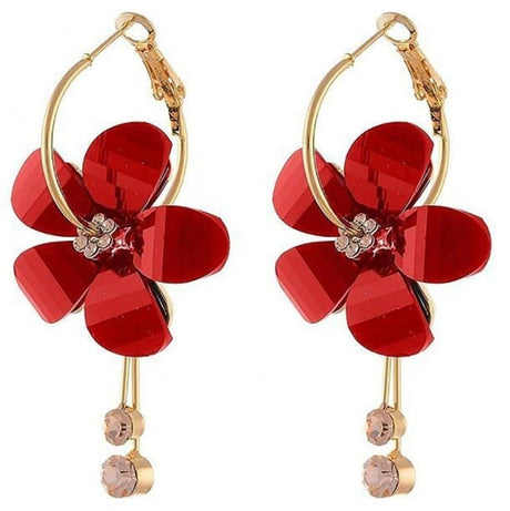 Années 60 Boucles D'oreilles Créoles Fleurs - Ma Penderie Vintage