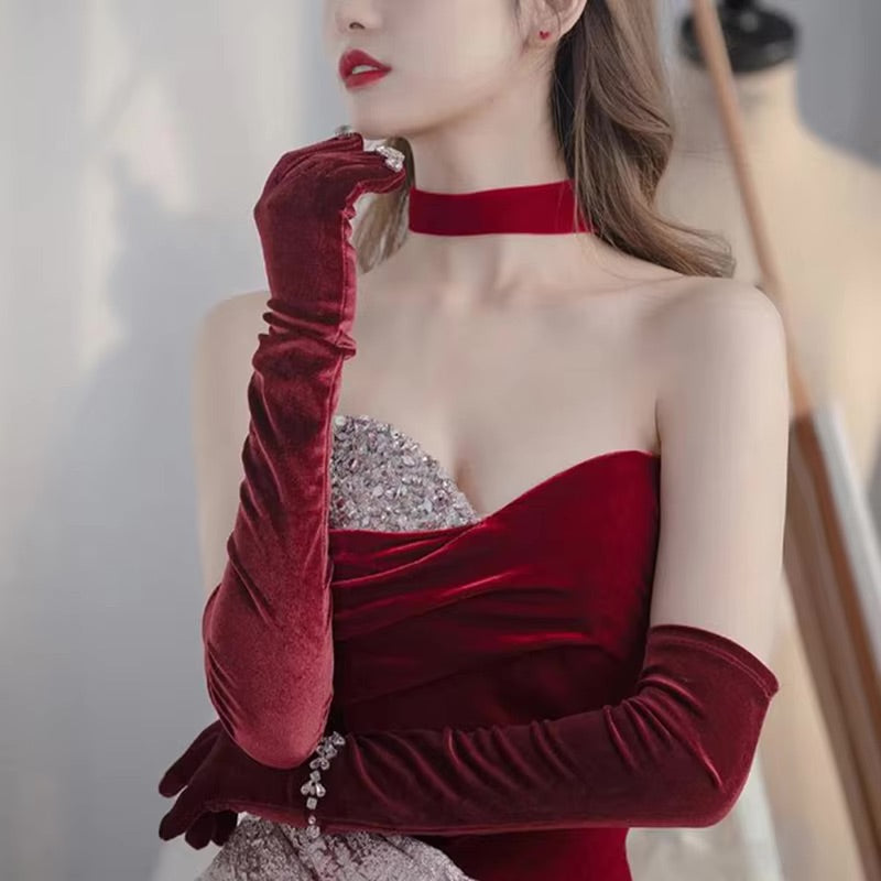 <tc>1950's</tc> Long Velvet Gloves <tc>Glamour</tc>