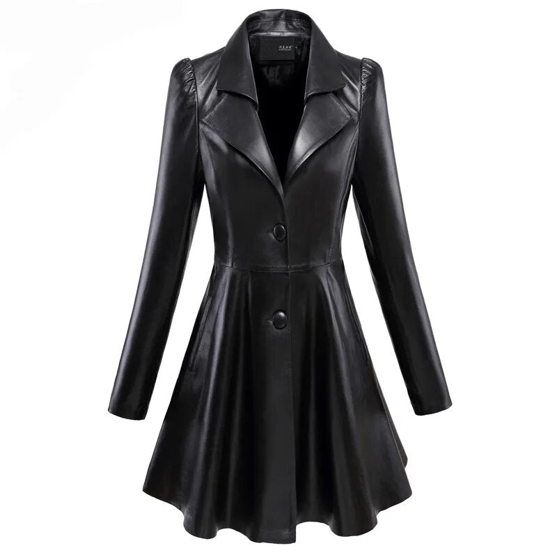 <tc>1950's</tc> Flared Pin Up Synthetic Leather Coat