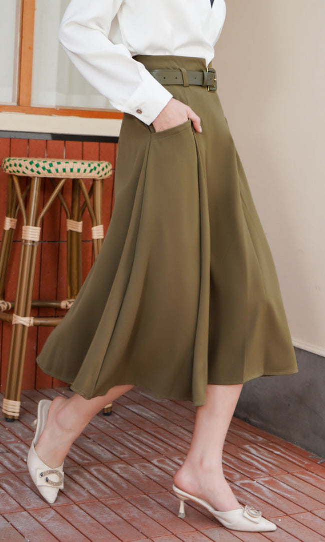 <tc>1940's</tc> Mildred Flared Belted Skirt