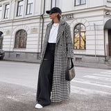 <tc>1970's</tc> Retro Long Houndstooth Coat