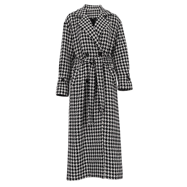 <tc>1970's</tc> Retro Long Houndstooth Coat