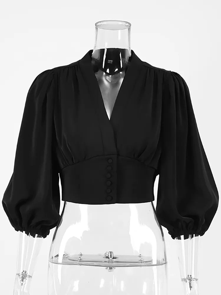 <tc>1970's</tc> Blouse <tc>M</tc>Retro Ossie Puff Sleeves