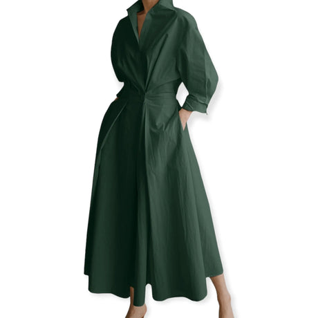 Années 40 Robe Chemise Trapèze Vintage Popeline - Ma Penderie Vintage