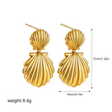 Années 80 Boucles d'oreilles Dorées Coquillage Brutaliste - Ma Penderie Vintage