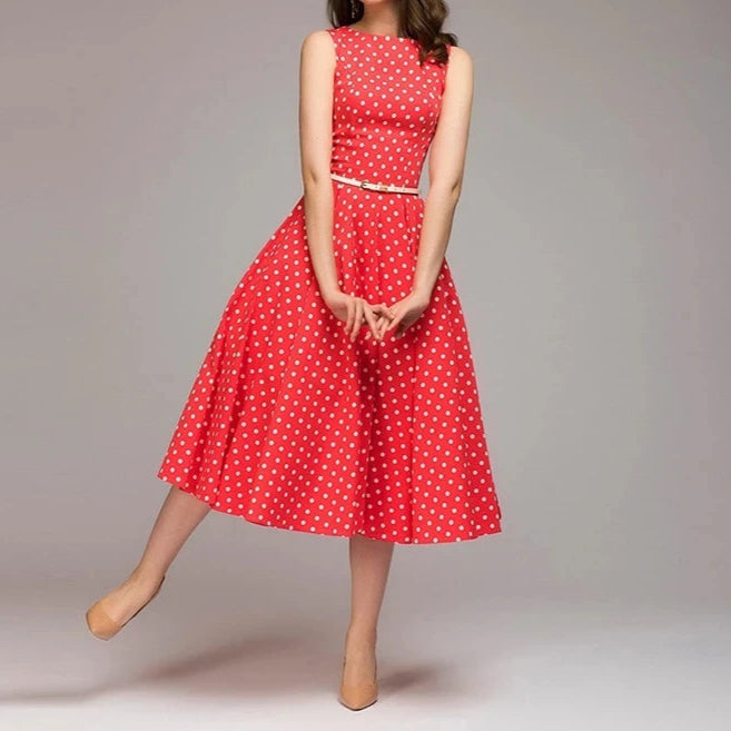 Années 50 Robe Business Évasée À Pois Julia - Ma Penderie Vintage