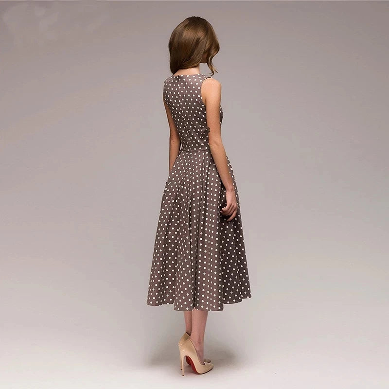 Années 50 Robe Business Évasée À Pois Julia - Ma Penderie Vintage