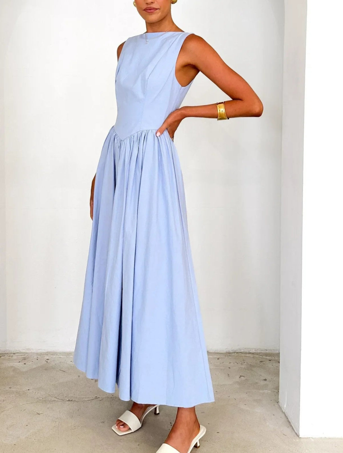 Années 60 Robe Évasée Sans Manches Rétro Chic - Ma Penderie Vintage