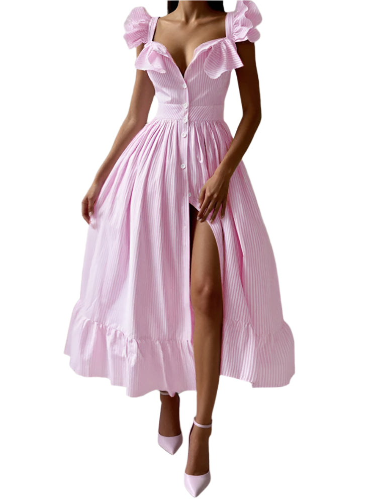 <tc>Años 60</tc> Vestido de verano de popelina con volantes