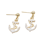 <tc>1960's</tc> Enamel Anchor Earrings <tc>M</tc>arine