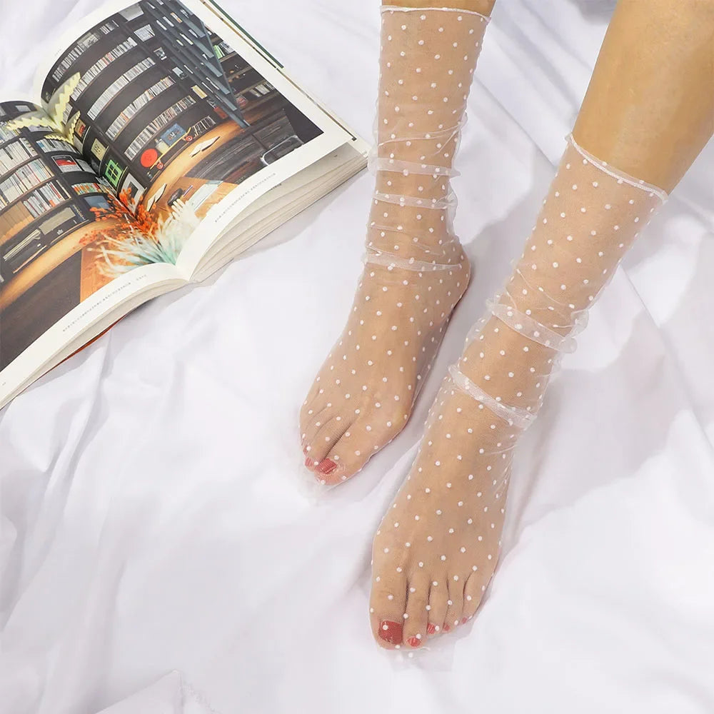 <tc>1940's</tc> Transparent Polka Dot Fishnet Socks