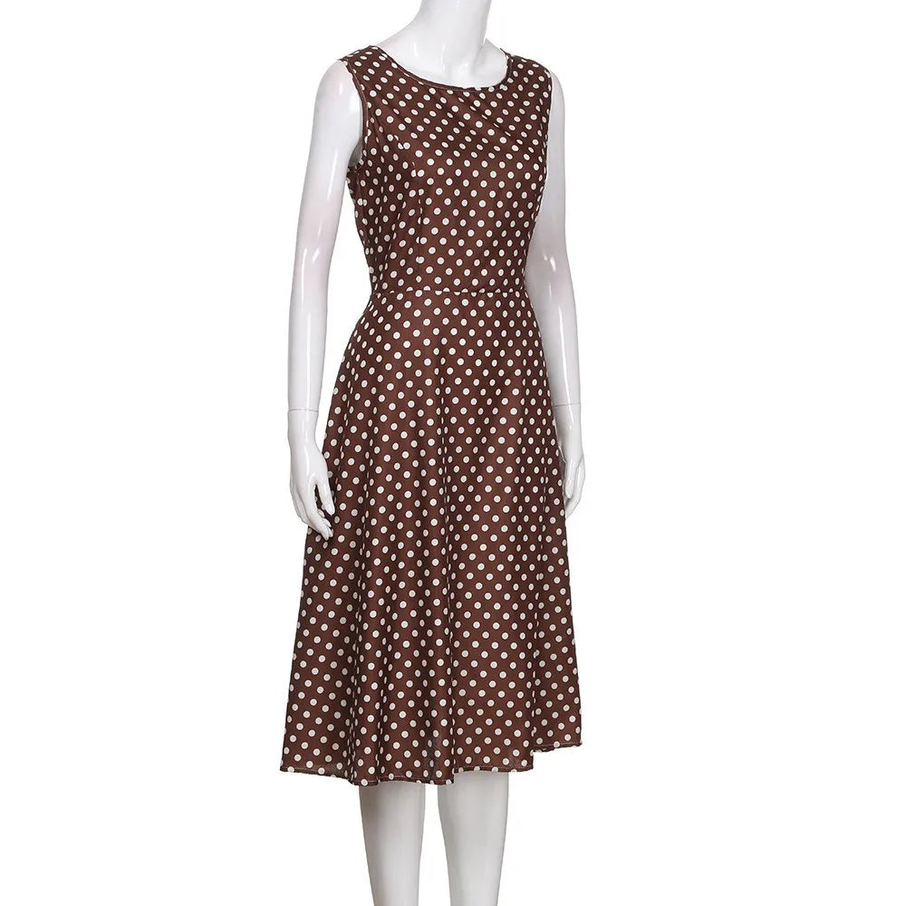 Années 50 Robe Business Évasée À Pois Julia - Ma Penderie Vintage