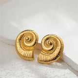Années 80 Boucles d'oreilles Dorées Coquillage Brutaliste - Ma Penderie Vintage