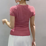 <tc>1970's</tc> Romantic Fishnet Short Sleeve Top