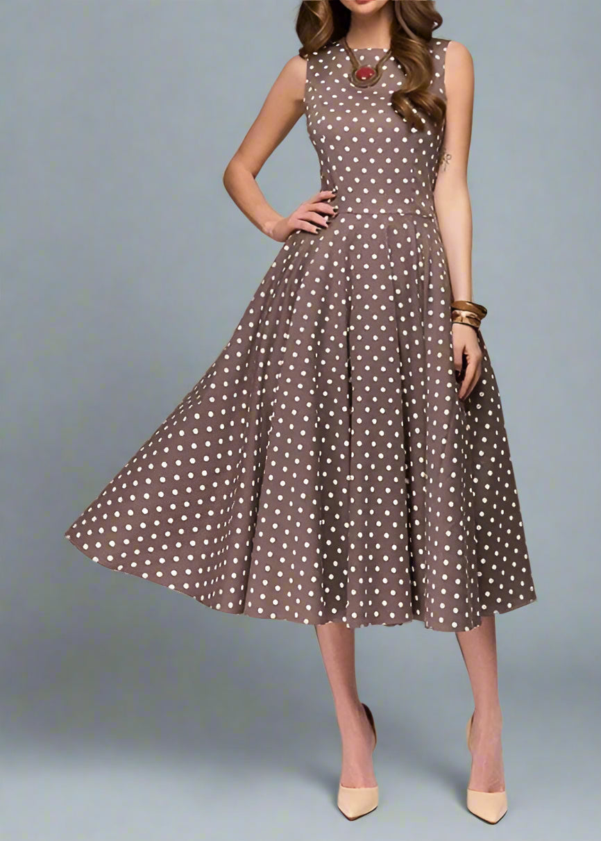 Années 50 Robe Business Évasée À Pois Julia - Ma Penderie Vintage