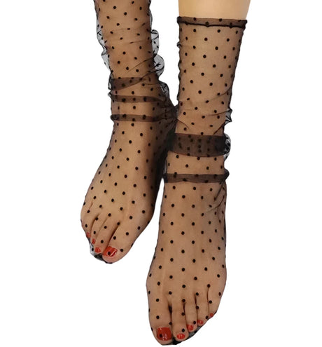 <tc>1940's</tc> Transparent Polka Dot Fishnet Socks