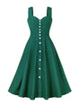 Années 50 Robe Évasée À Bretelles Imprimée Pois - Ma Penderie Vintage