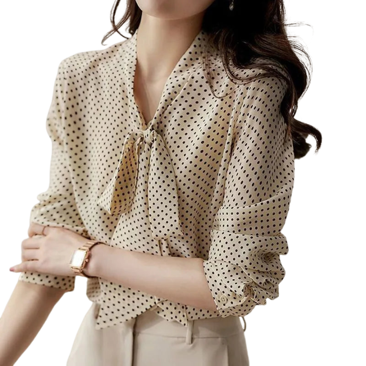 <tc>1970's</tc> Polka Dot Printed Blouse La Parisienne