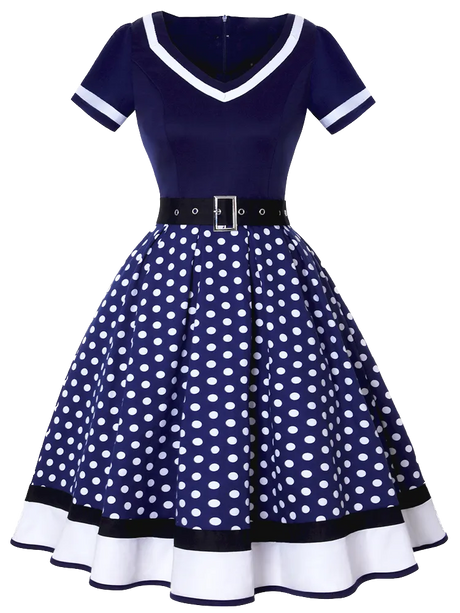 1960's Large Rockabilly Polka Dot Day Dress Size