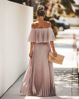 Années 70 Robe Longue Épaules Tombantes Disco Bleu - Ma Penderie Vintage