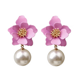 <tc>1940's</tc> Retro Flower And Pearl Earrings