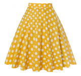 Années 50 Jupe Cercle À Pois Pin Up Jaune - Ma Penderie Vintage