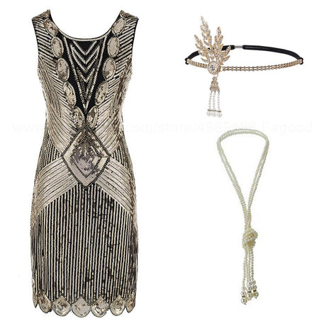 1920's Art Deco Chicago Dress and Accessories Outfit