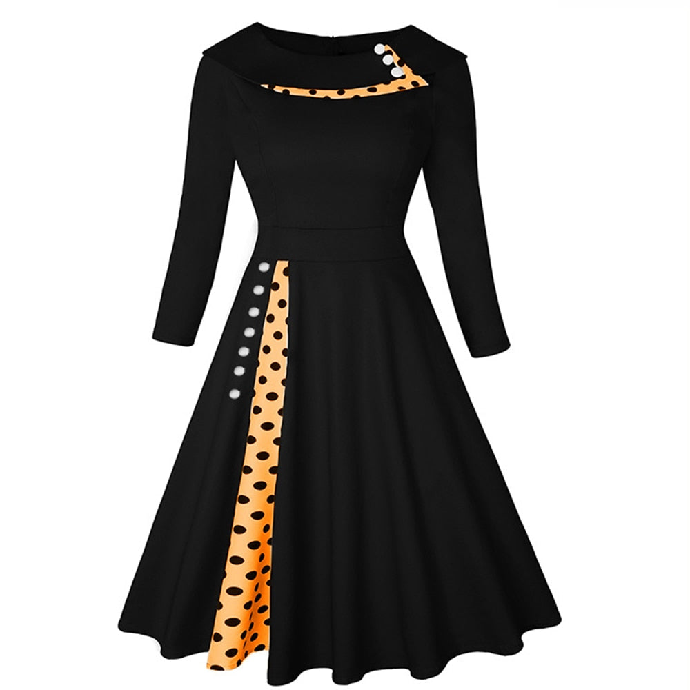 <tc>1950's</tc> Retro Polka Dot Cocktail Dress