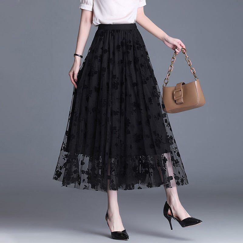 <tc>1940's</tc> Tulle Skirt <tc>M</tc>otif Floral Vintage