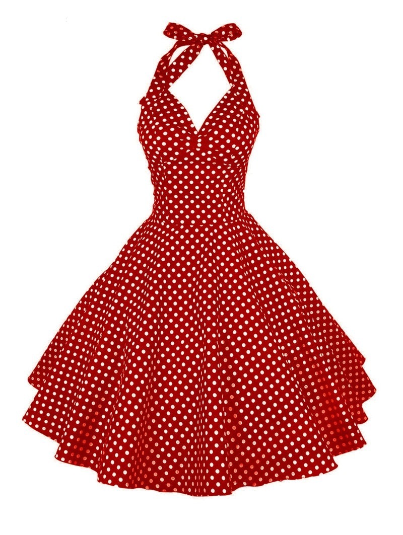 <tc>1950's</tc> Polka Dot Print Pin Up Trapeze Dress