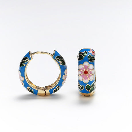 Années 60 Boucles d'Oreilles Anneau Peinture Orientale - Ma Penderie Vintage