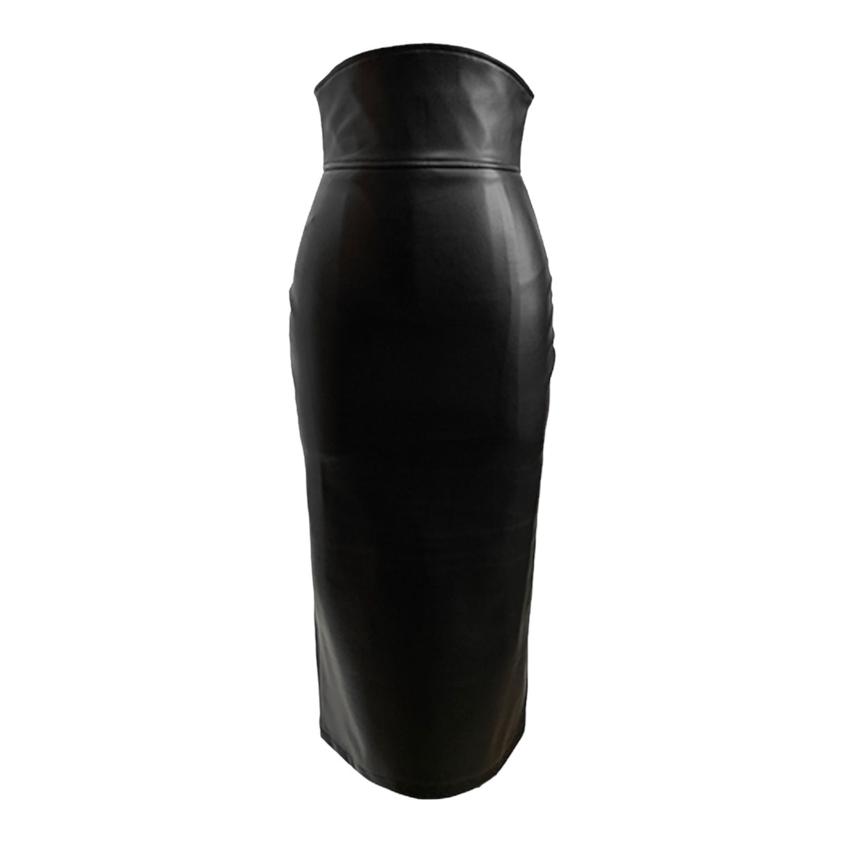 <tc>1980's</tc> Retro Synthetic Leather Midi Skirt